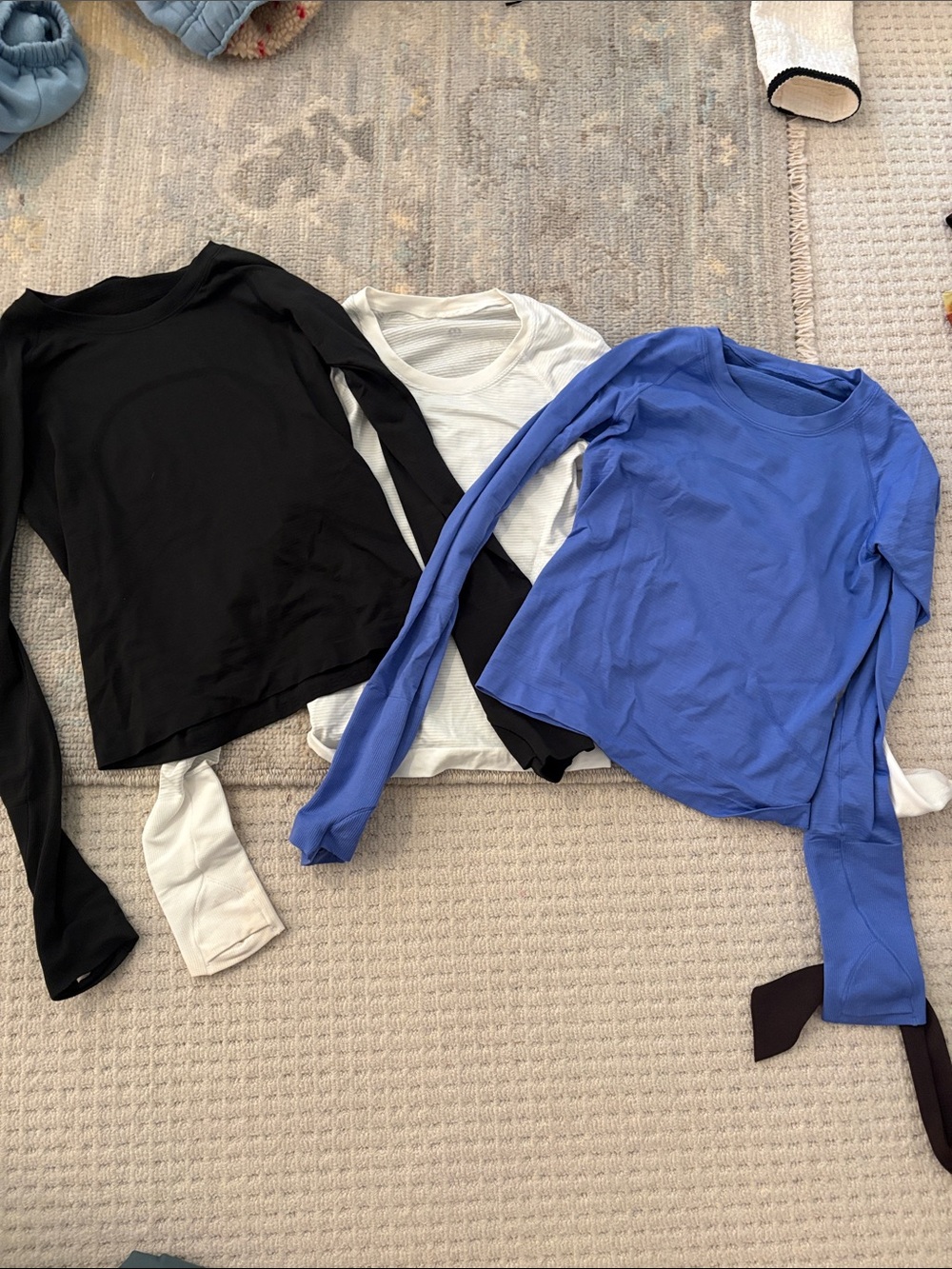 Bundle deal: Lululemon athletica Long-Sleeve Tops in Black, White, Blue